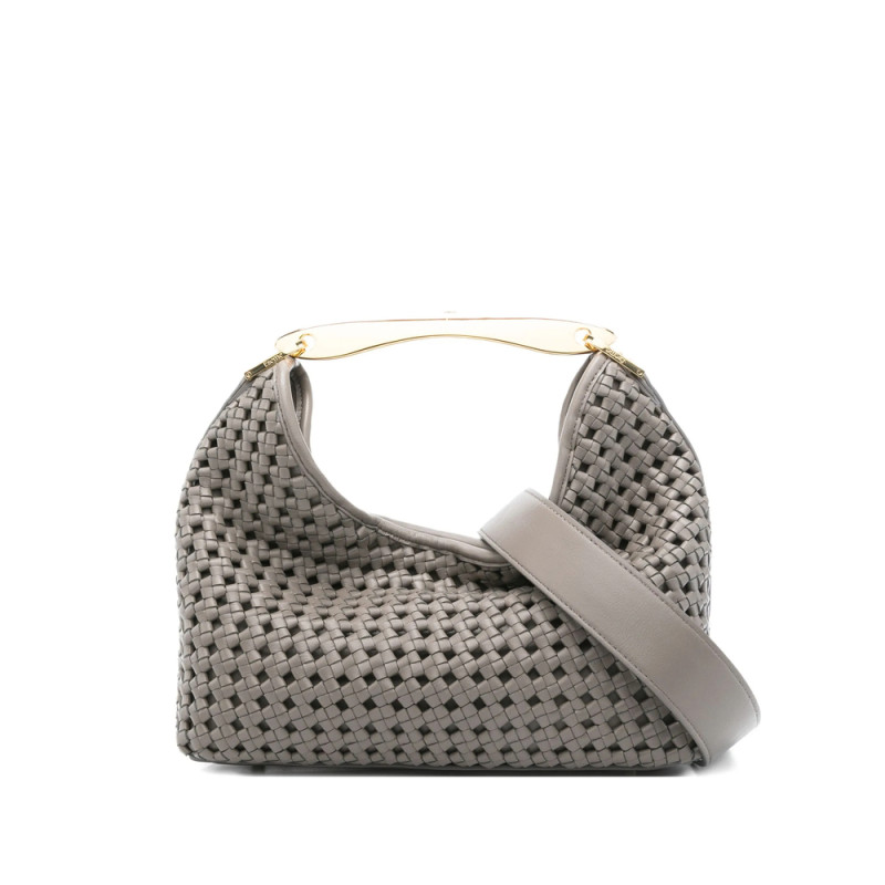 Elleme Boomerang Woven Leather Top-handle Tote Bag