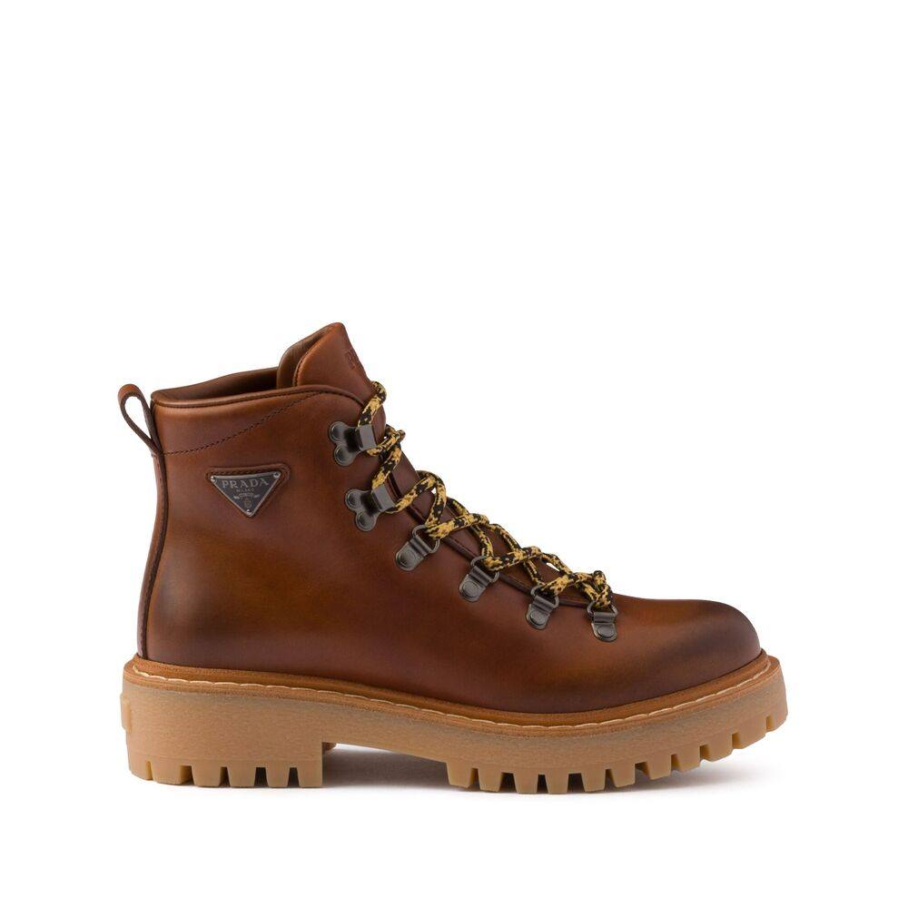 Prada Laced Leather Ankle Boots