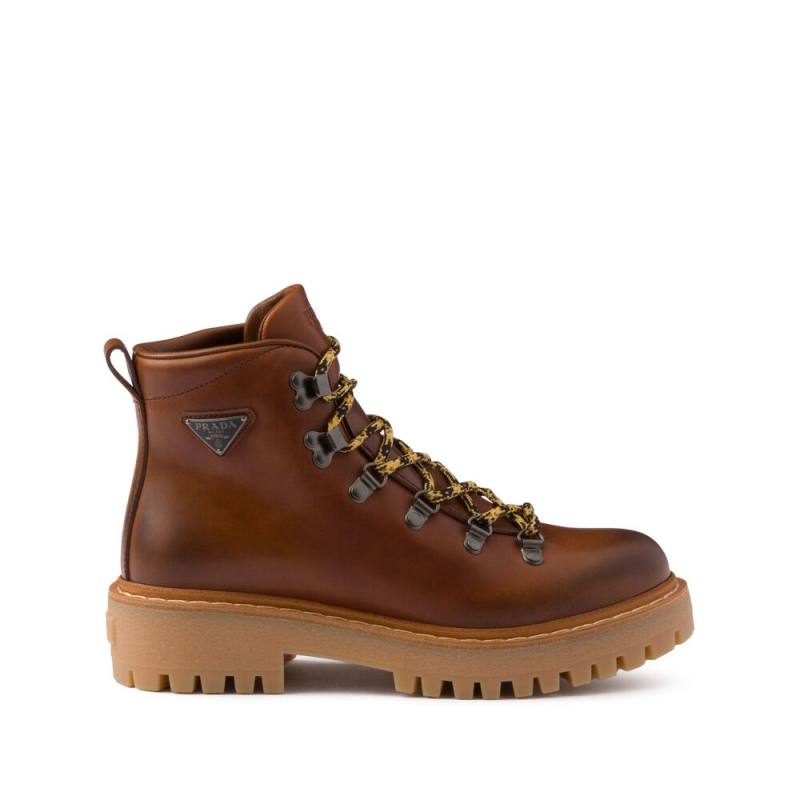 Prada Laced Leather Ankle Boots