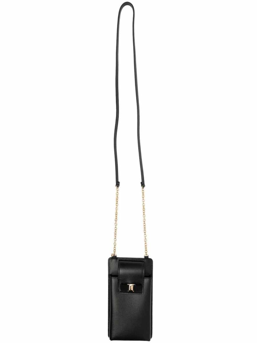 logo-print leather phone cas