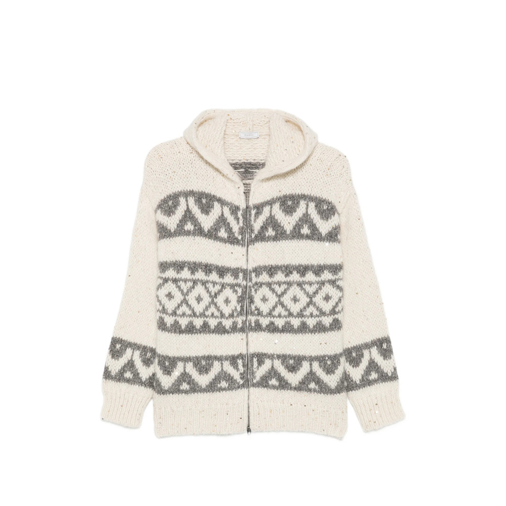 Peserico Fair Isle-knit Zip-up Hoodie