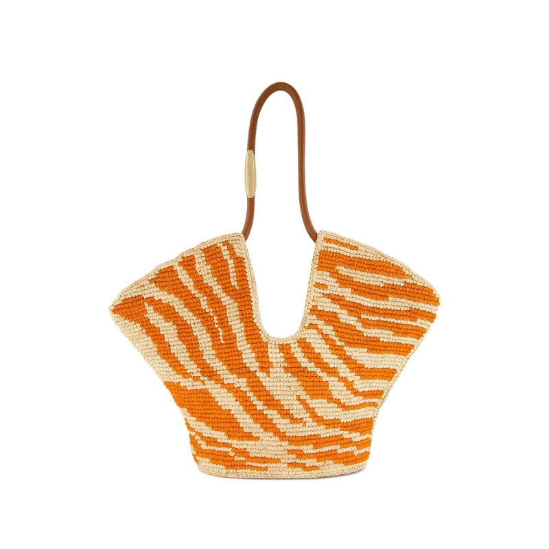 Zimmermann Medium Goldentime Zebra-print Raffia Tote Bag