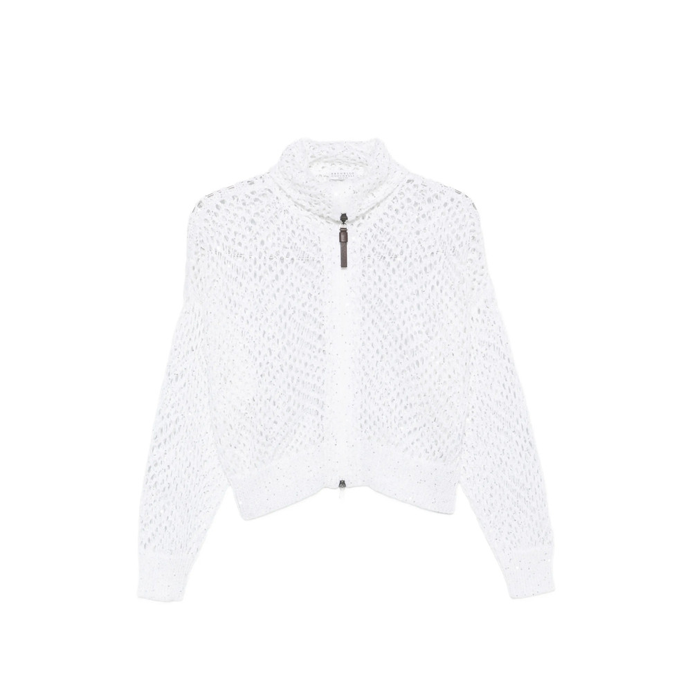 Brunello Cucinelli Sequin-embellished Open-knit Cardigan