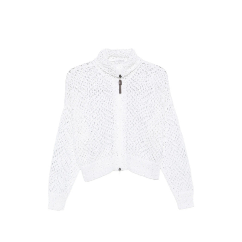 Brunello Cucinelli Sequin-embellished Open-knit Cardigan