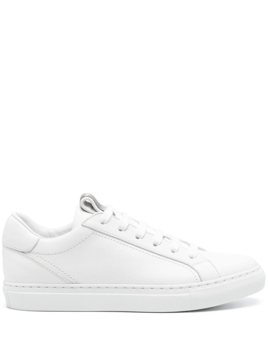 Monili-detail leather sneakers