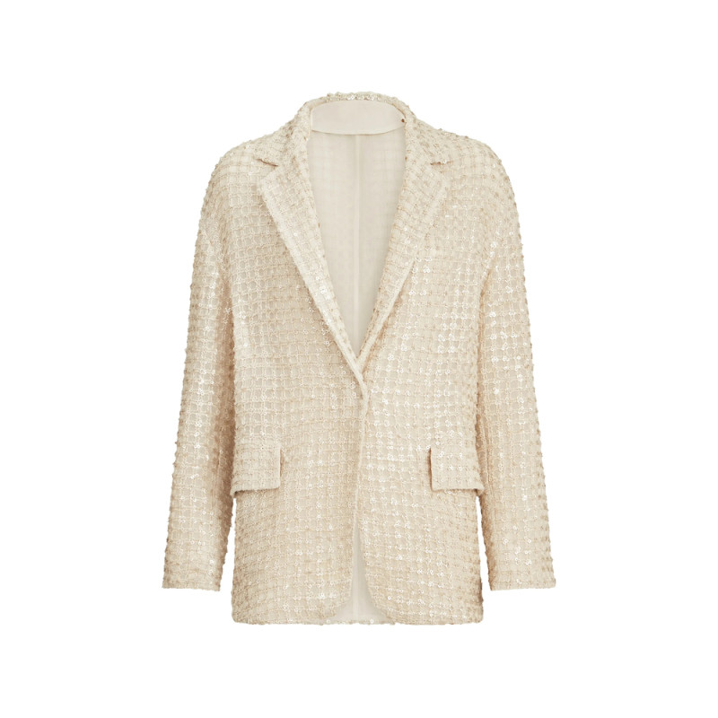 Brunello Cucinelli Dazzling Net-embroidery Silk Blazer
