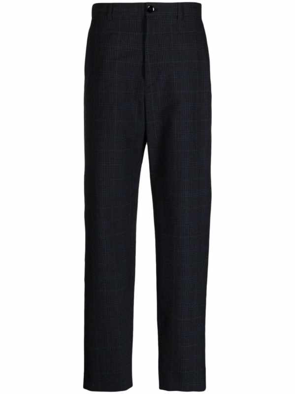 check-pattern tapered trousers