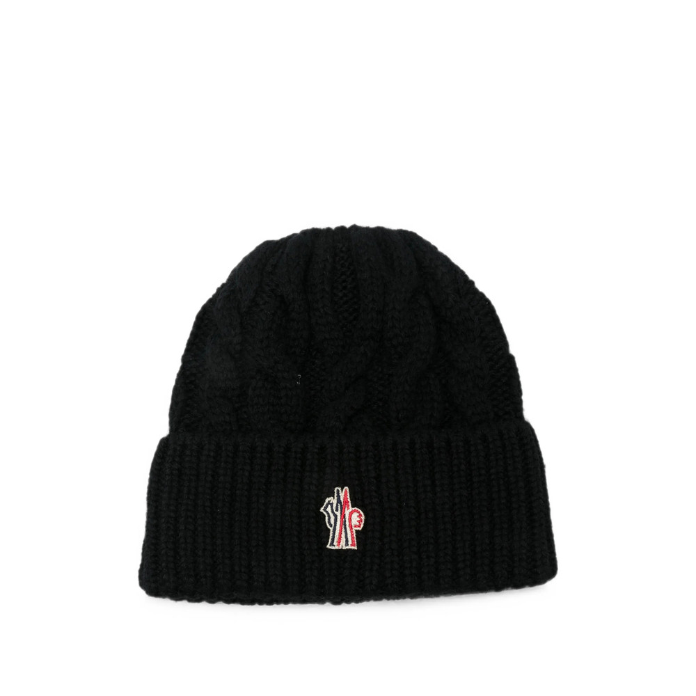 Moncler Grenoble Cable-knit Logo-patch Beanie Hat