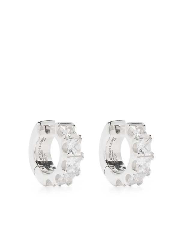 cubic zirconia-embellished hoop earrings