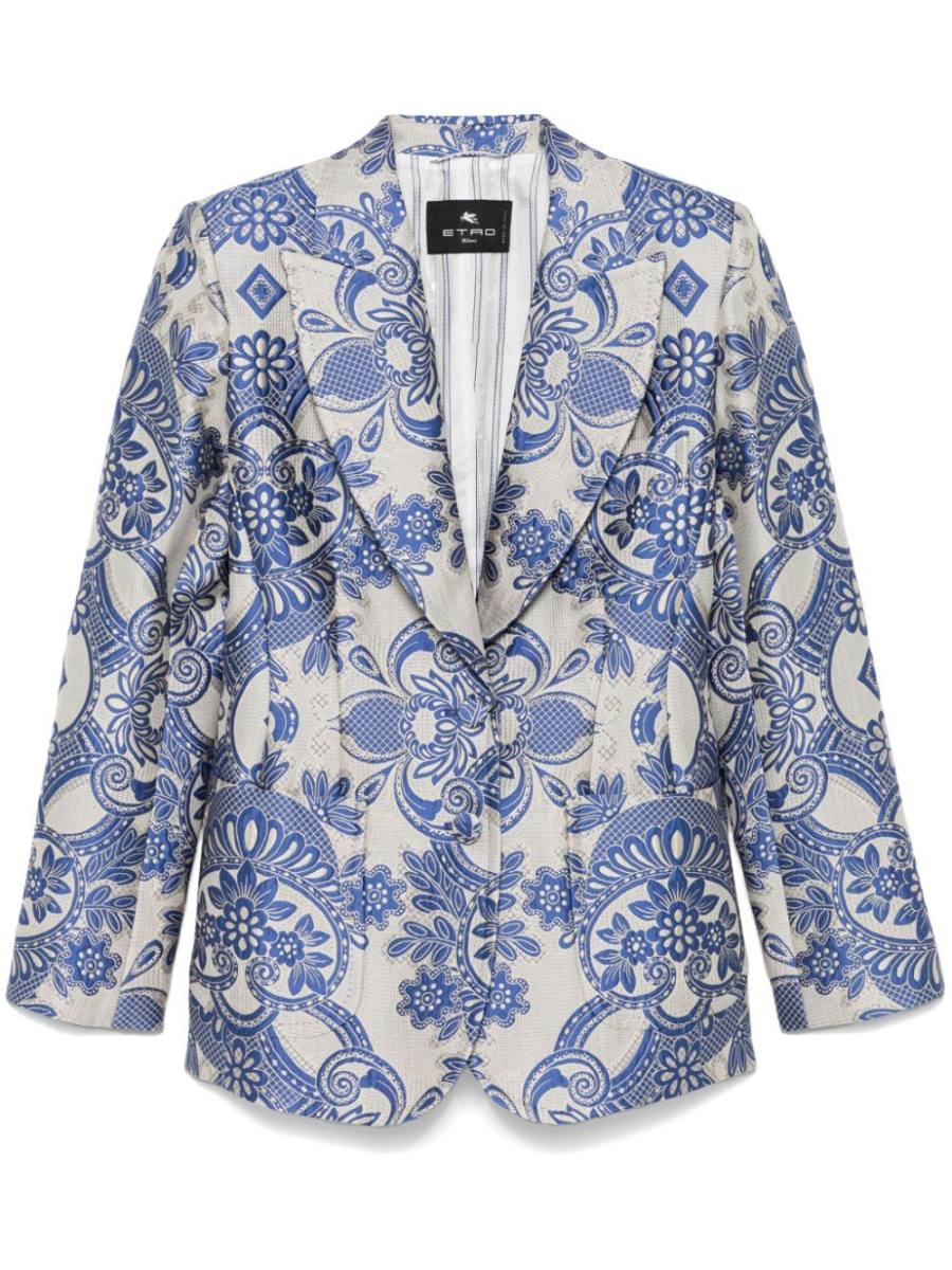 lace-motif single-breasted blazer
