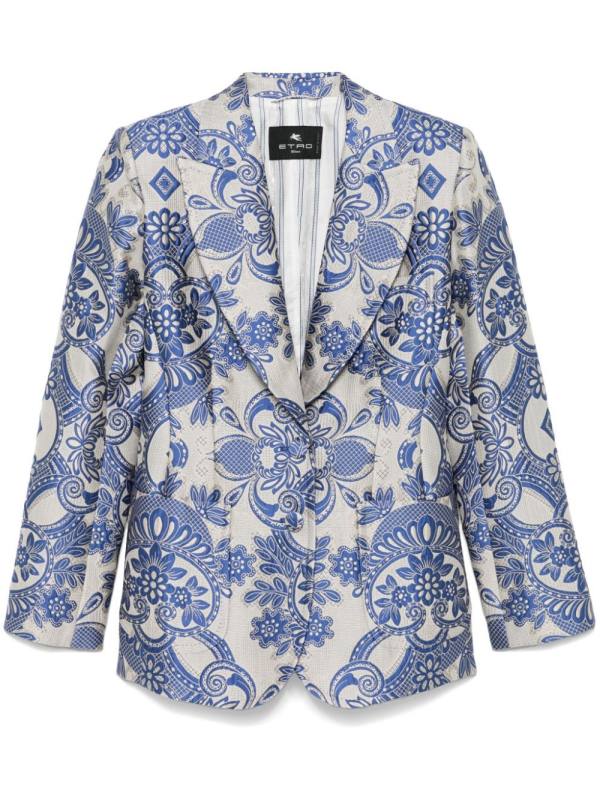 lace-motif single-breasted blazer