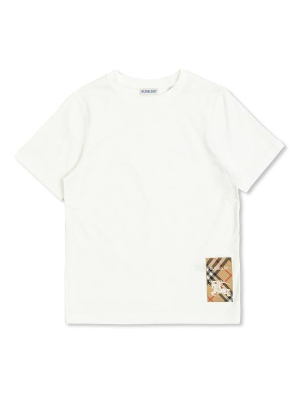 check-tag cotton T-shirt