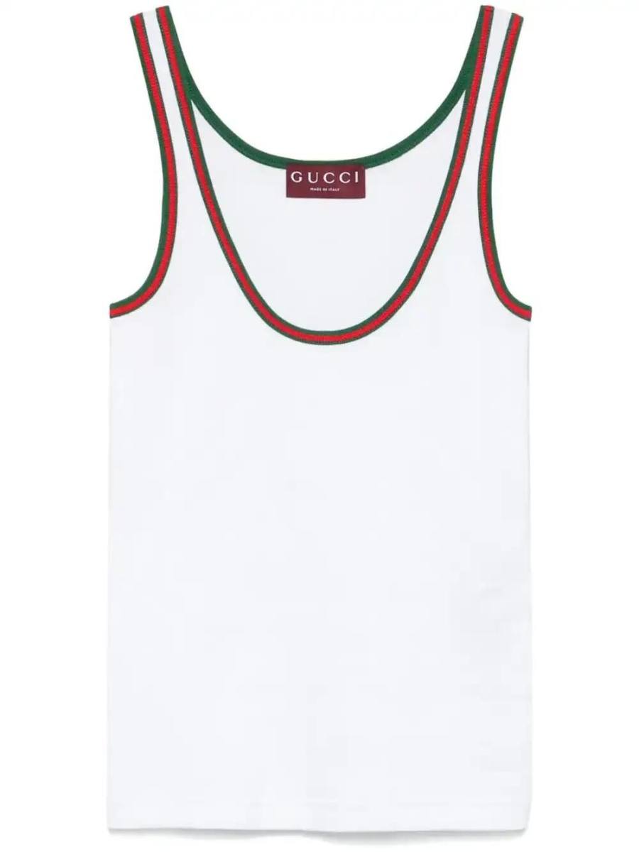 Web-Stripe ribbed tank top