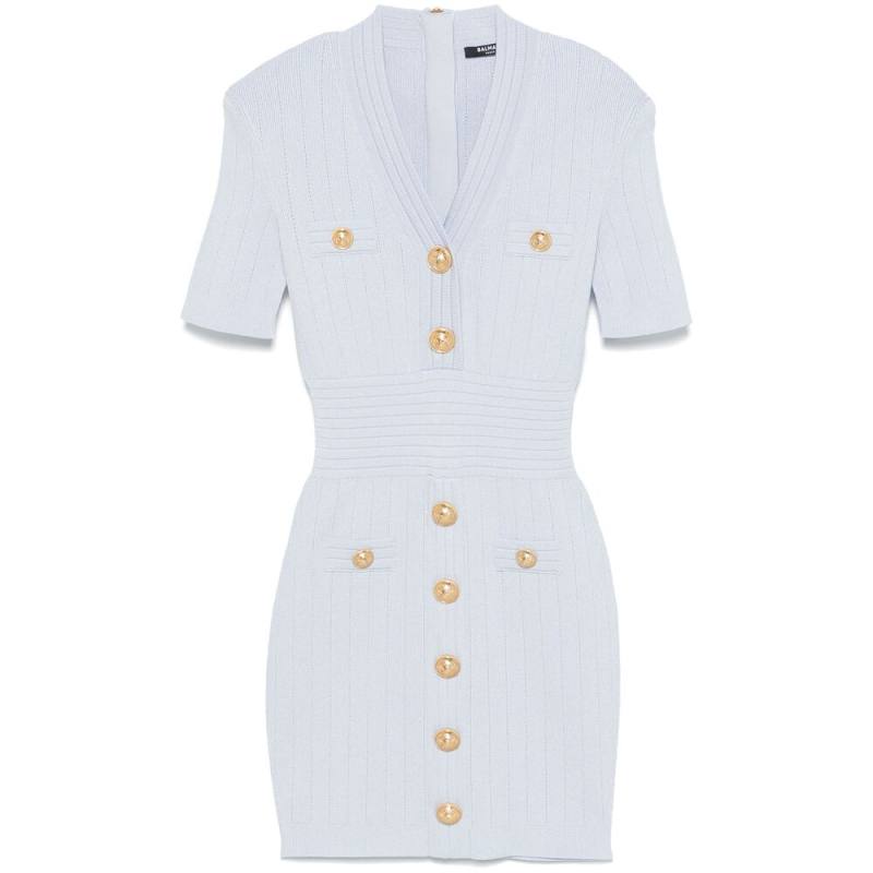 Balmain Button-detail Knitted Mini Dress