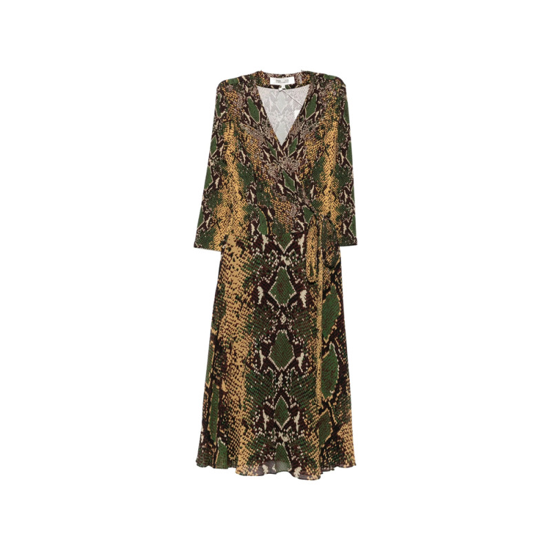 Diane Von Furstenberg Irina Snake-print Wrap Midi Dress