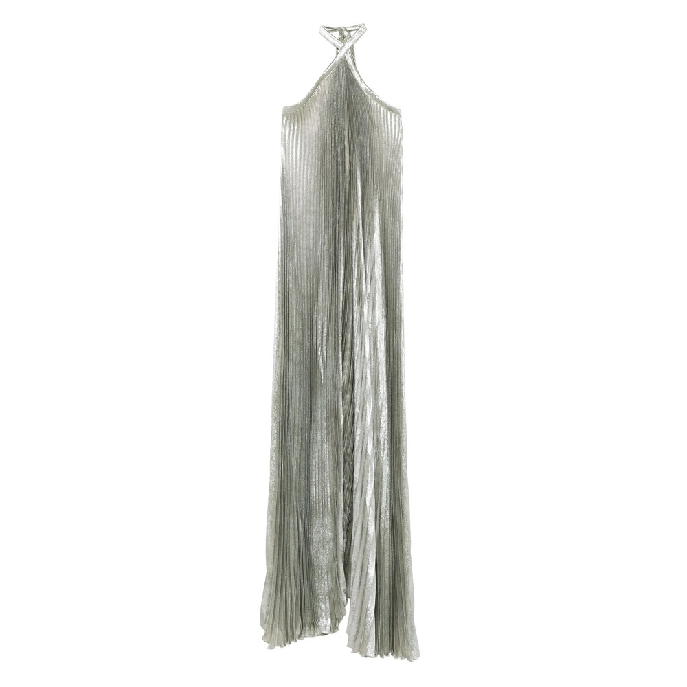 L'idee Deesse Pleated Halterneck Gown
