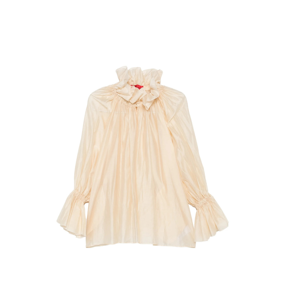 Thelatest Estelle Ruffled-collar Balloon-sleeve Top