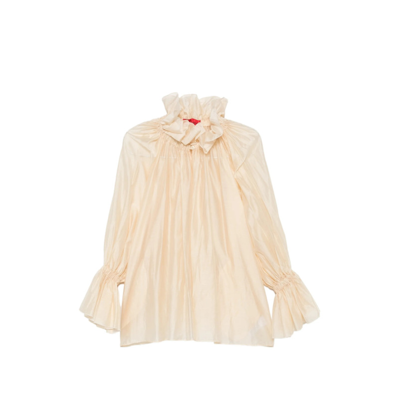 Thelatest Estelle Ruffled-collar Balloon-sleeve Top