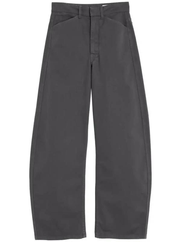 high-waisted curved trousers