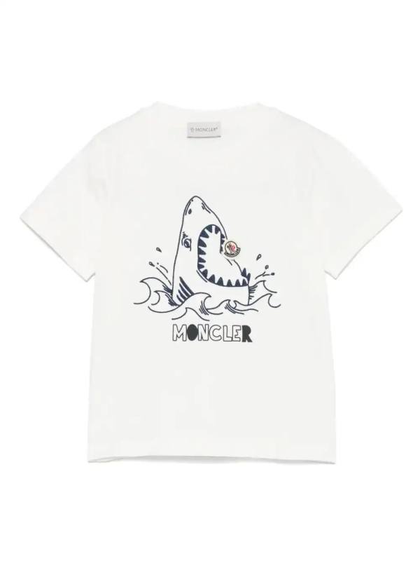 shark-motif cotton T-shirt