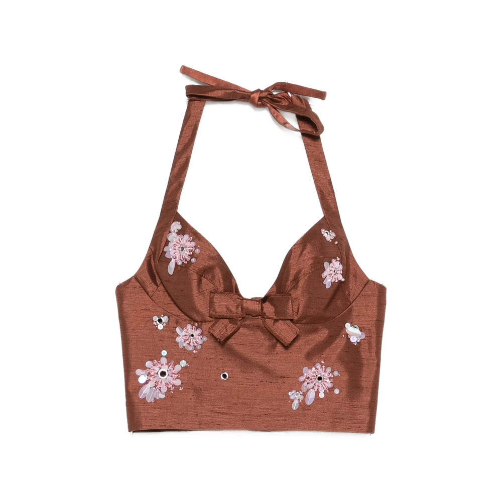 Shushu/tong Bead-embellished Bow-detail Top