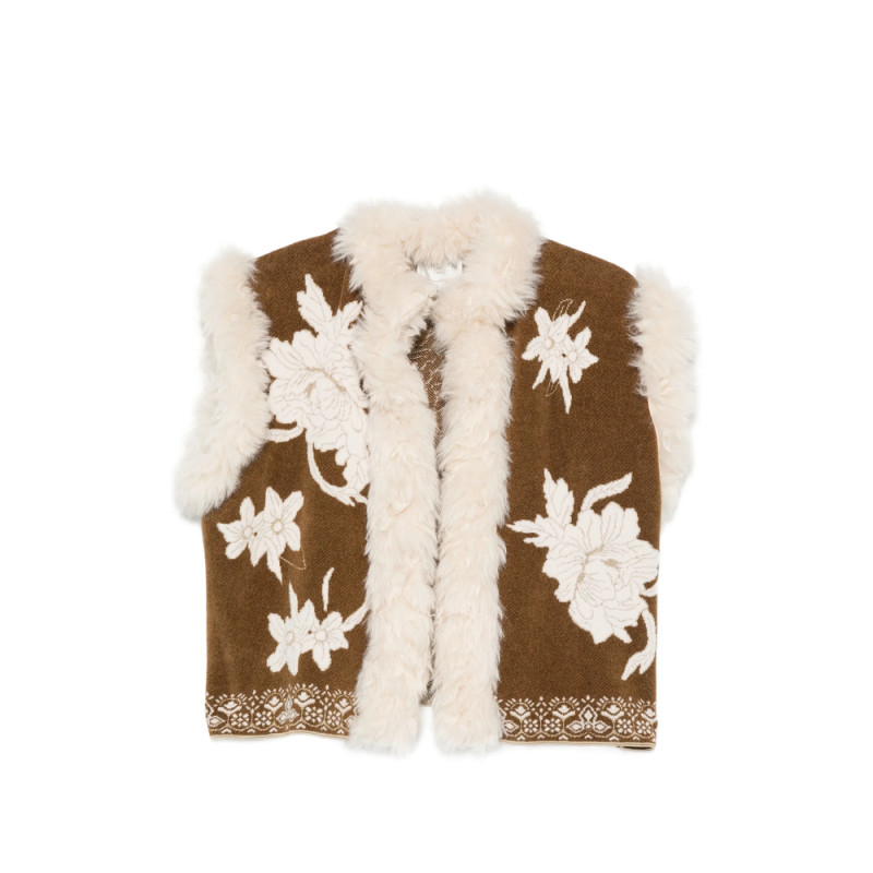 Forte Forte Floral-intarsia Shearling-trim Jacket