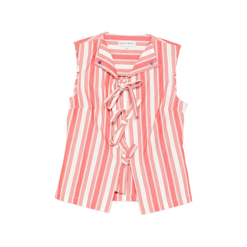 Stine Goya Striped Tie-front Top