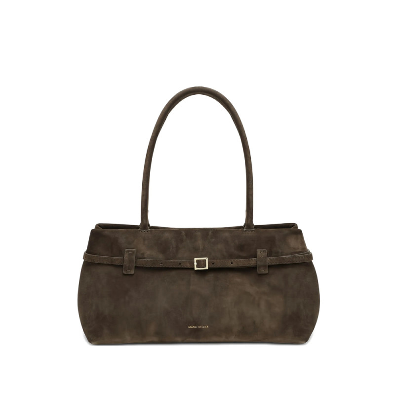 Manu Atelier Buckle-fastening Suede Tote Bag