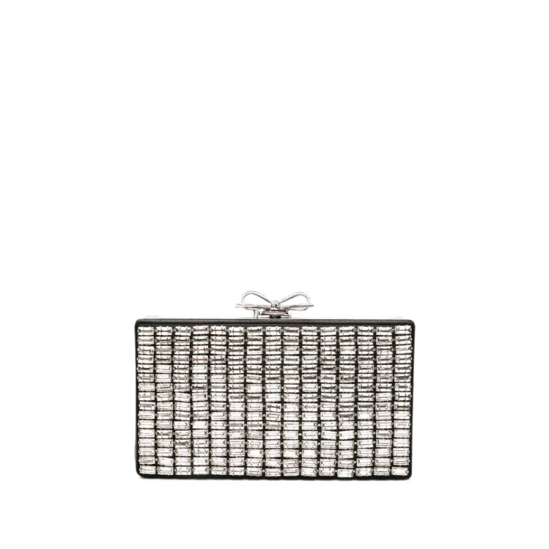 Self-portrait Bow-embellished Crystal-embellished Clutch Bag