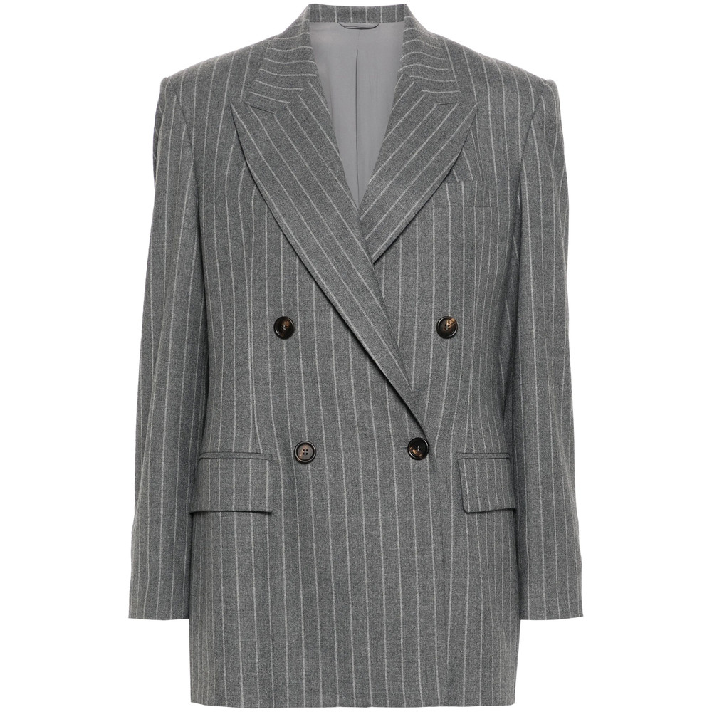 Brunello Cucinelli Pinstriped Wool Blazer