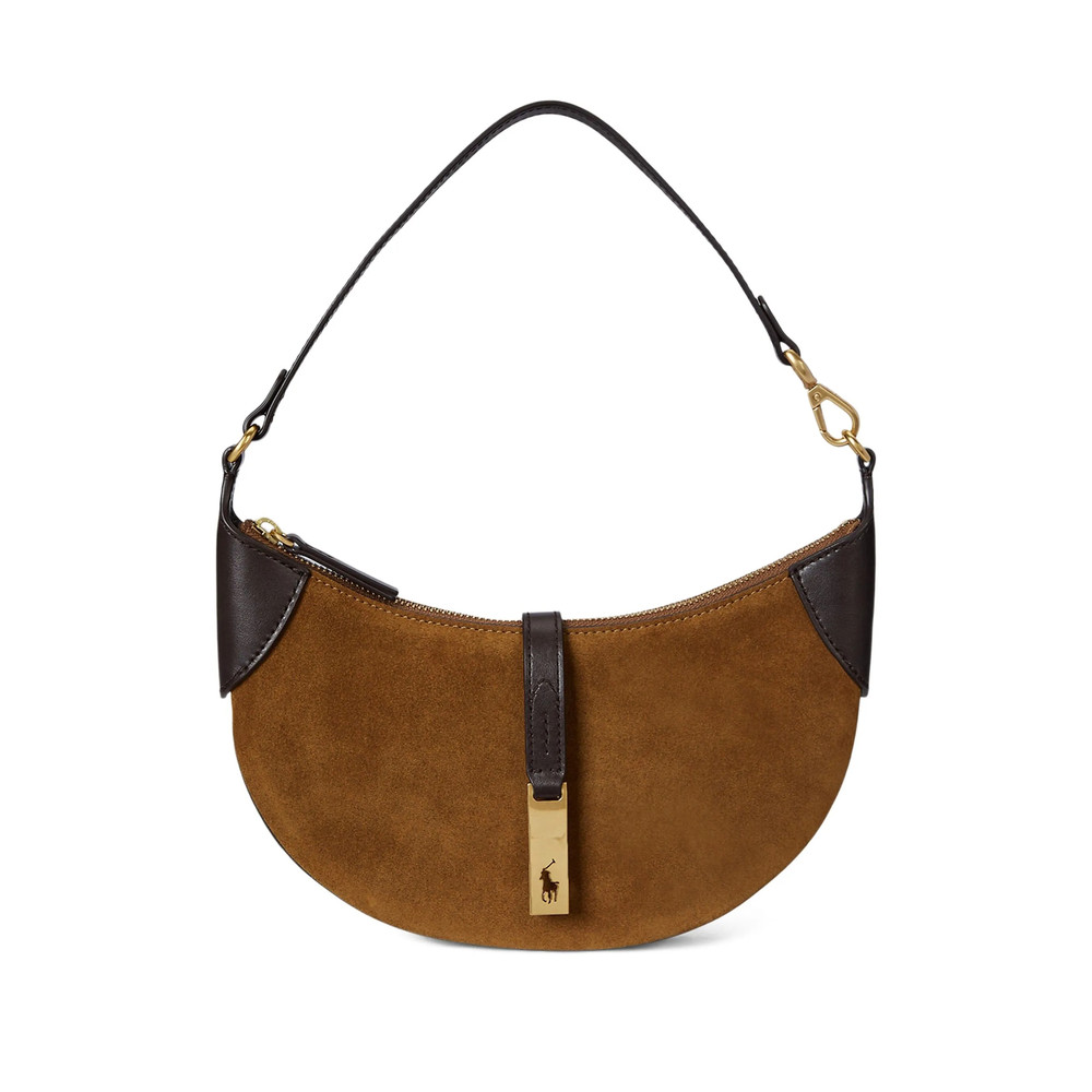 Ralph Lauren Polo ID Crescent Suede Shoulder Bag