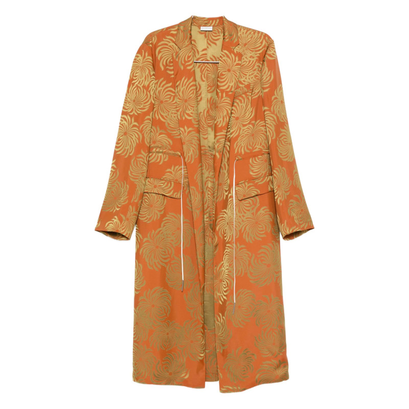 Dries Van Noten Drawstring-waist Patterned Coat
