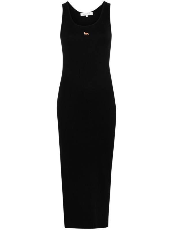 fox-motif ribbed midi dress