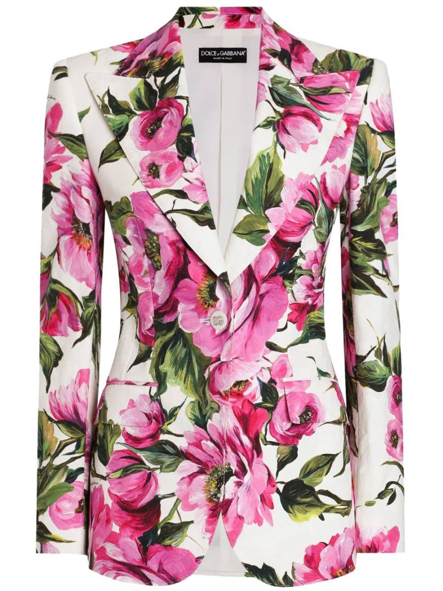 floral-print blazer