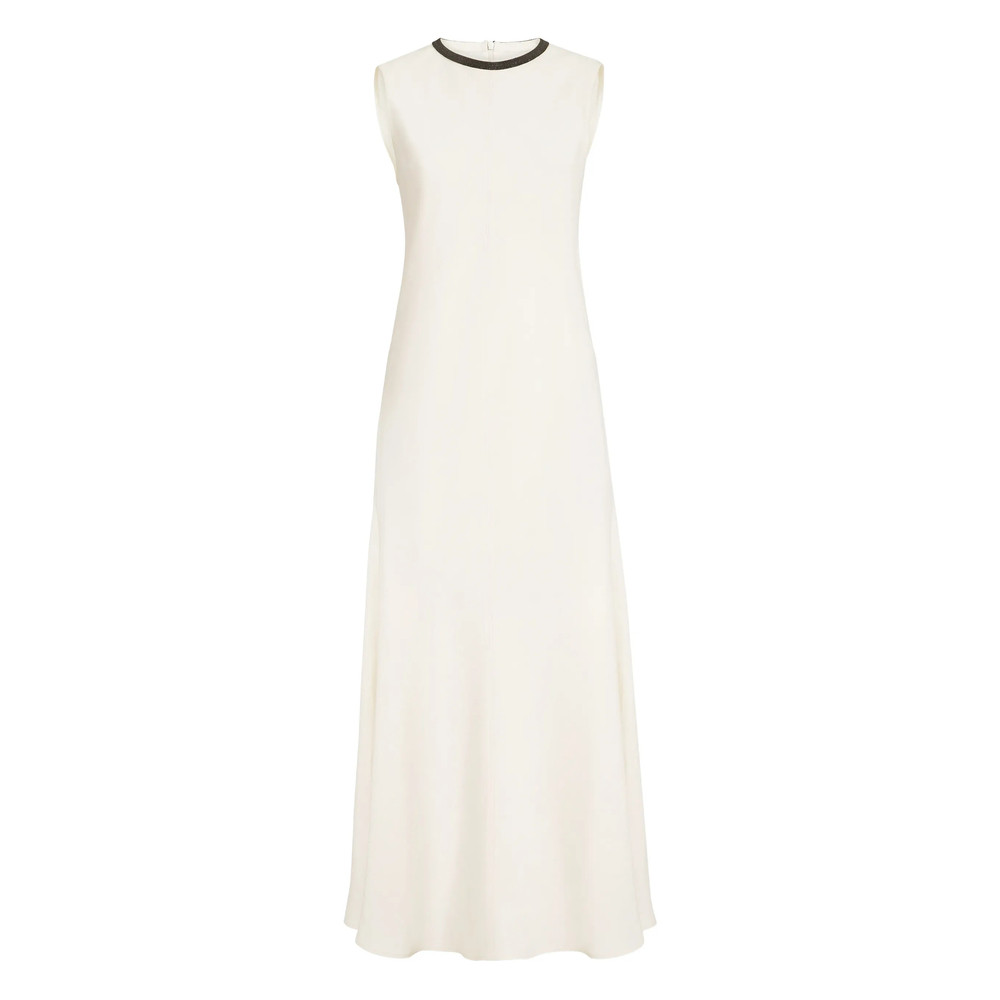 Brunello Cucinelli Beaded Twill Midi Dress