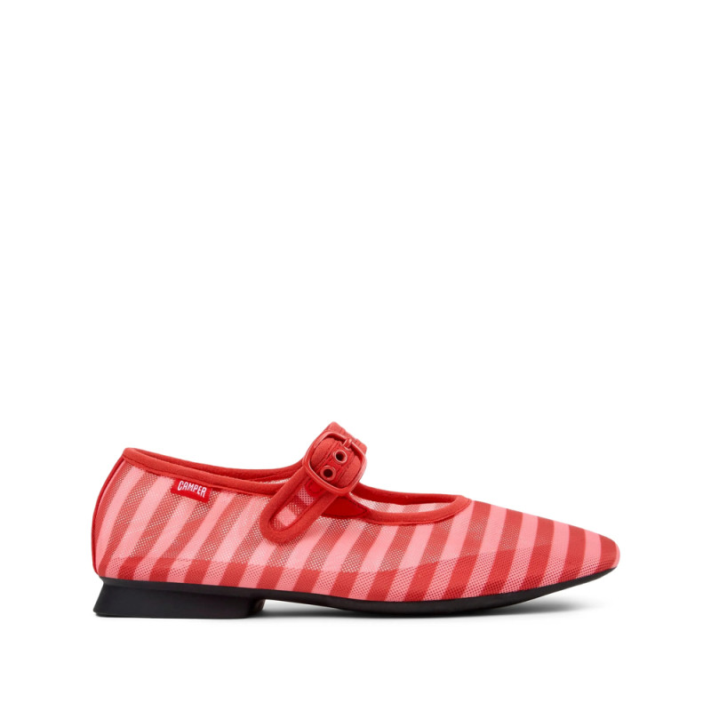 Camper Casi Myra Striped Buckle Ballet Flats