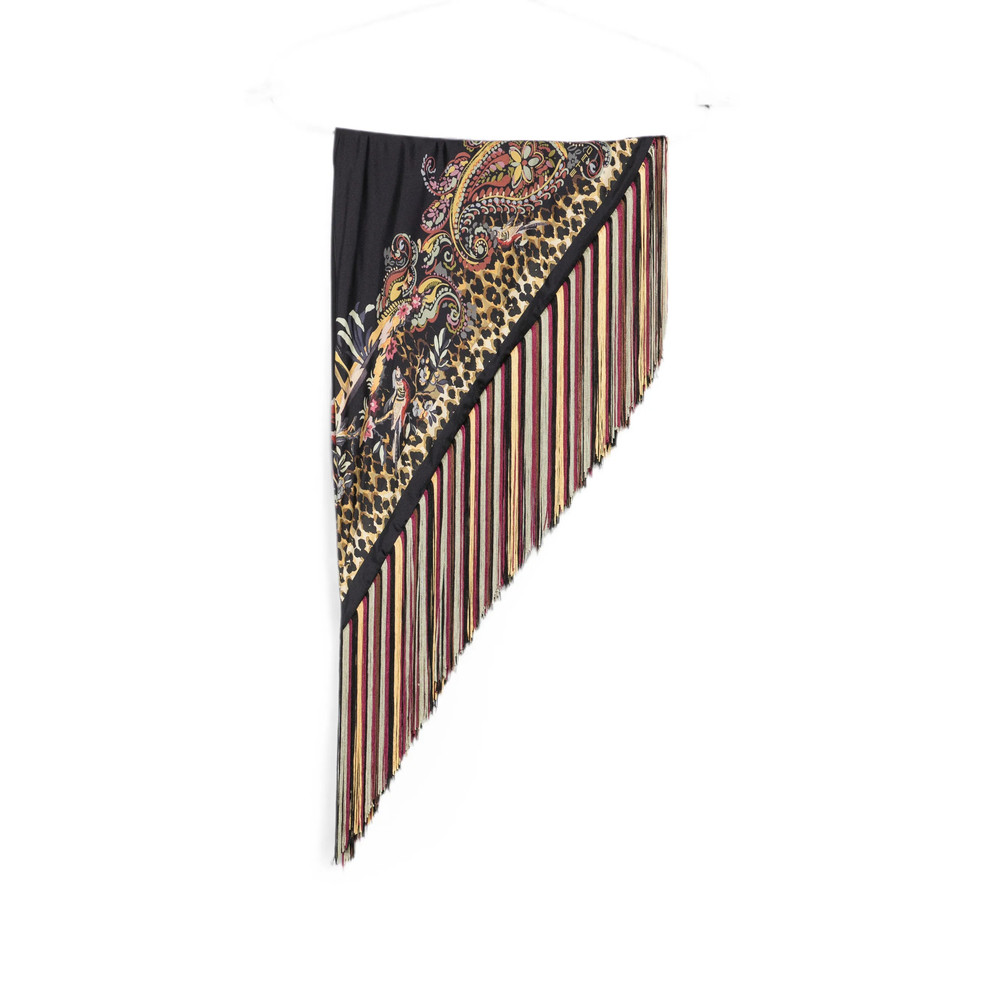 Etro Paisley Leopard-print Fringe Scarf