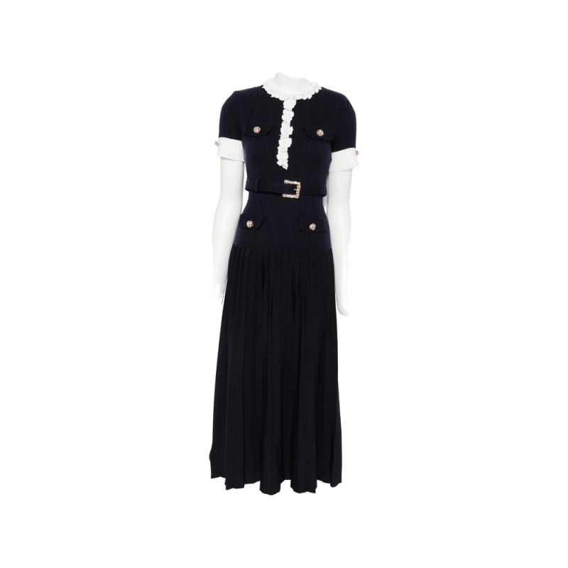 Self-portrait Belted Floral-embellished Midi Dress