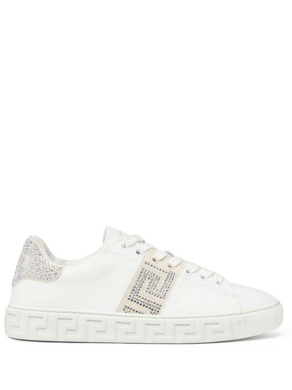 Crystal Greca leather sneakers