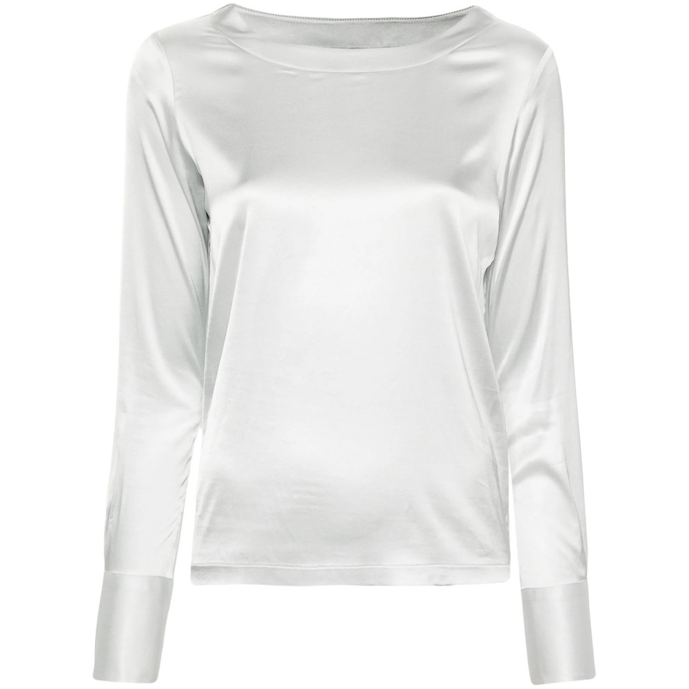 Mazzarelli Boat-neck Satin Blouse