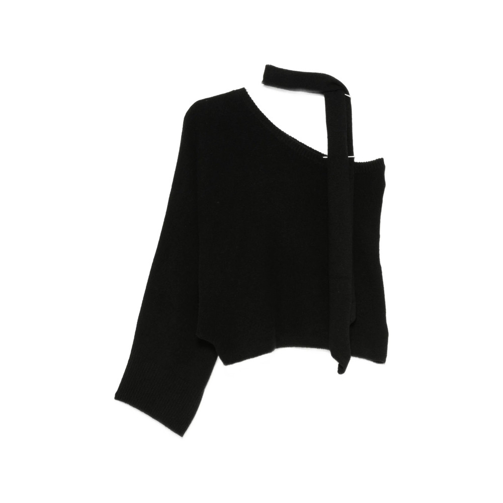 Federica Tosi One-shoulder Scarf-detail Sweater And Scarf Set