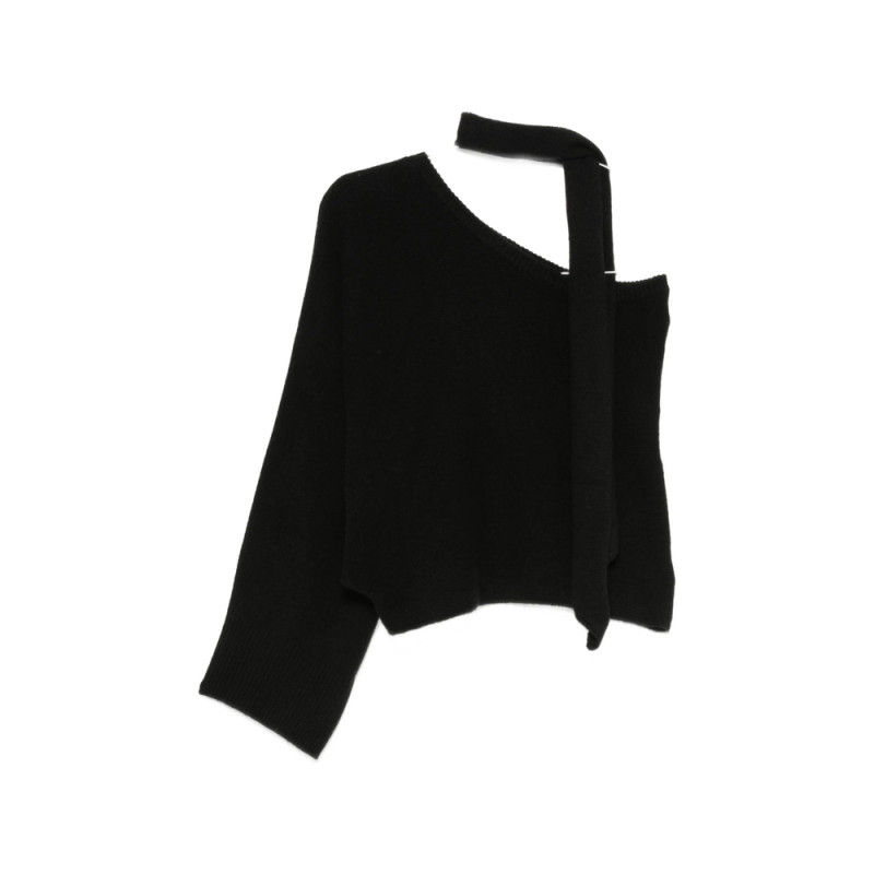 Federica Tosi One-shoulder Scarf-detail Sweater And Scarf Set