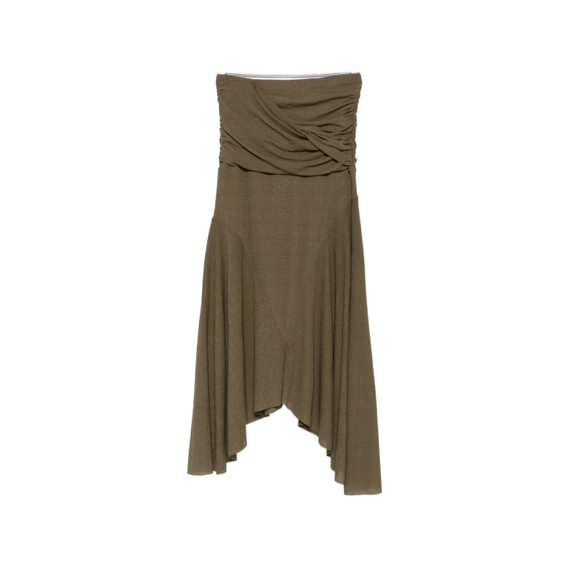 Ganni Ruched Asymmetric-hem Asymmetric Skirt