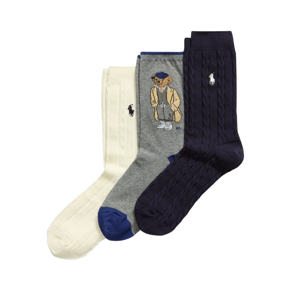 Ralph Lauren Cable-knit Bear Sock Pack (pack Of Three)