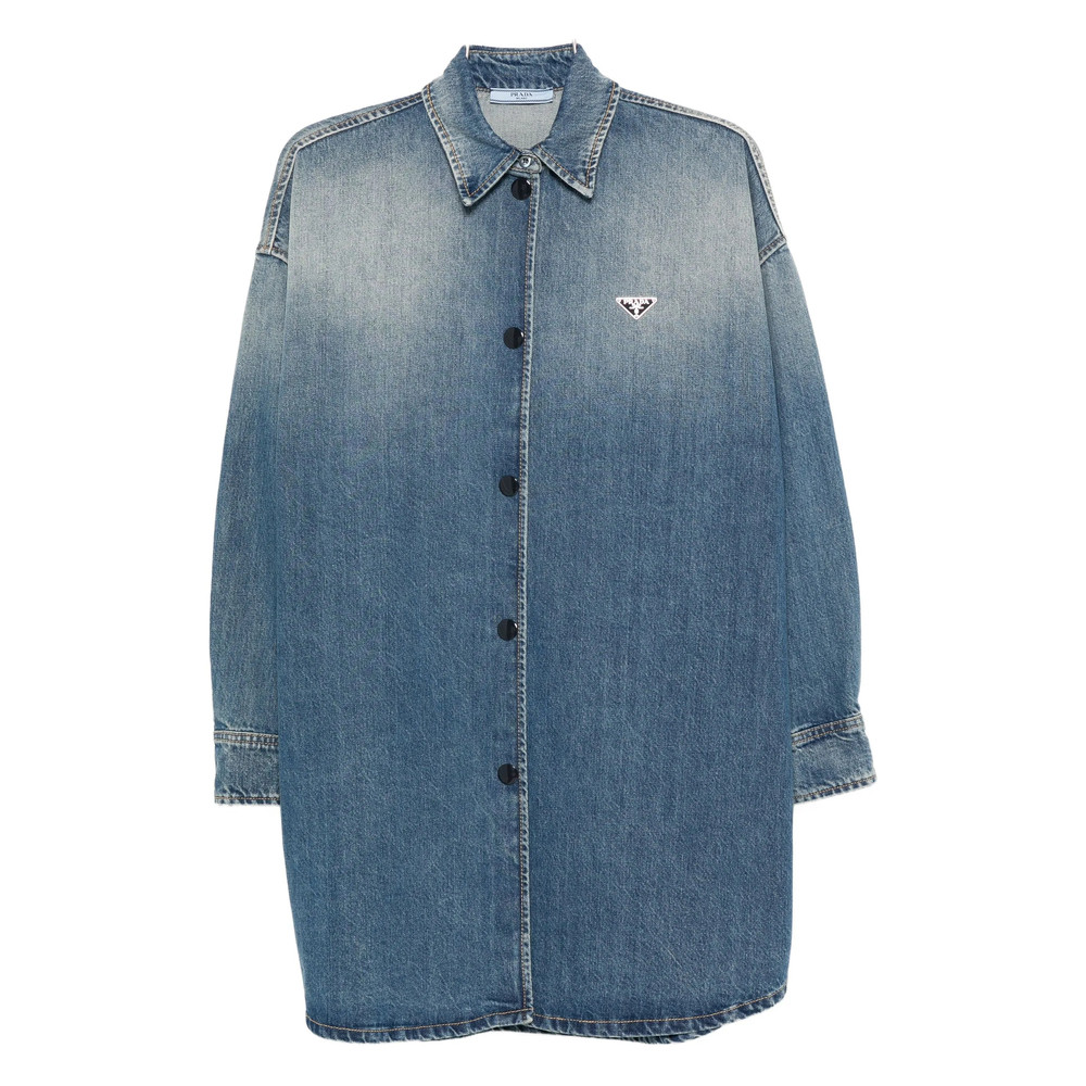 Prada Triangle-logo Denim Shirt