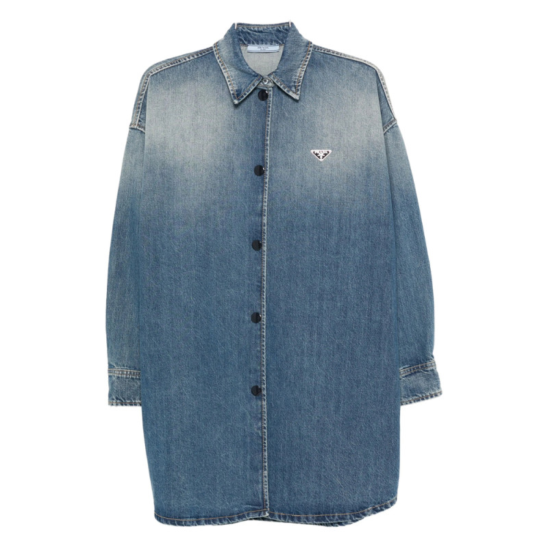 Prada Triangle-logo Denim Shirt