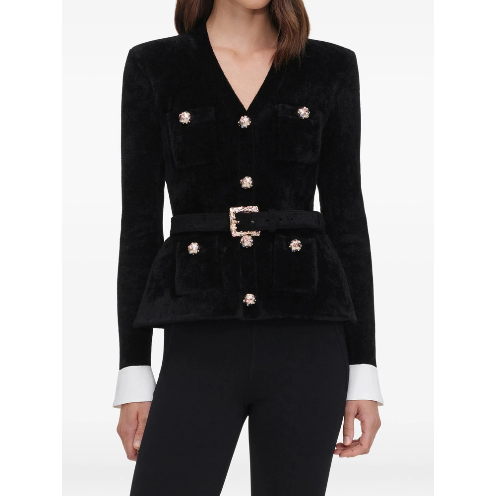Self-portrait Black Chenille Knit Top