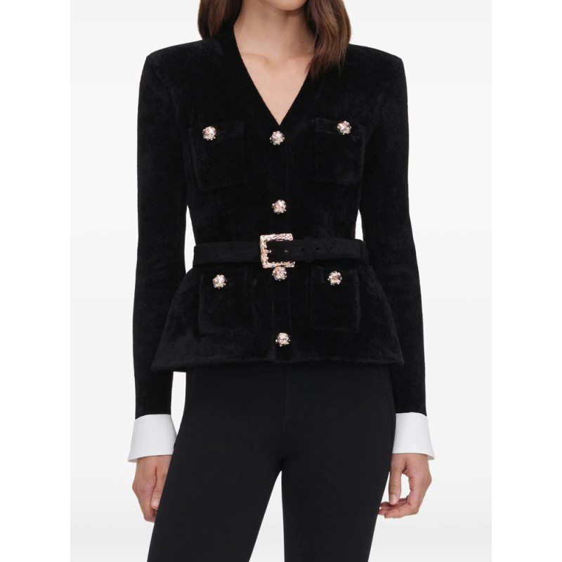 Self-portrait Black Chenille Knit Top