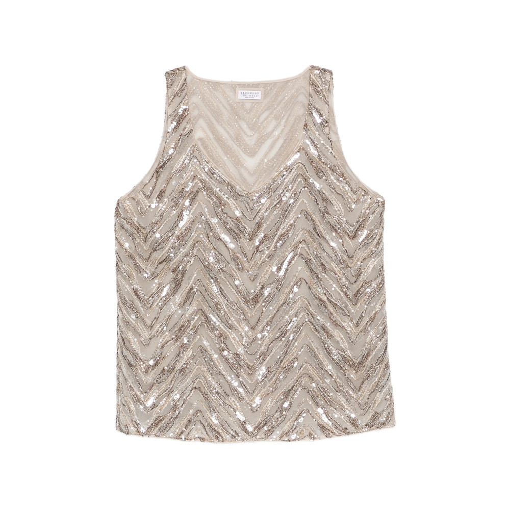 Brunello Cucinelli Sequin Chevron Top