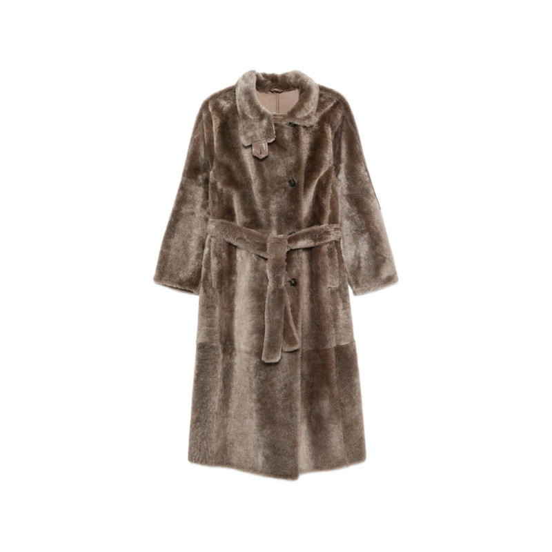 Brunello Cucinelli Belted Shearling Coat